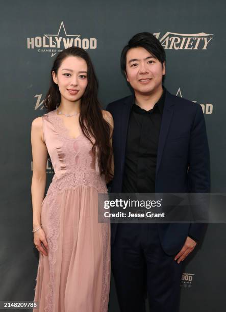 Gina Alice Redlinger and Lang Lang attend the Hollywood Walk of Fame Star Ceremony for Lang Lang on April 10, 2024 in Los Angeles, California.