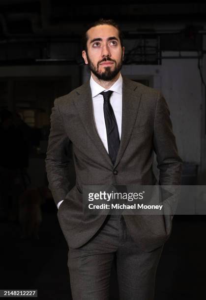 Mika Zibanejad of the New York Rangers arrives to the arena prior to the game against the Pittsburgh Penguins at Madison Square Garden on April 01,...