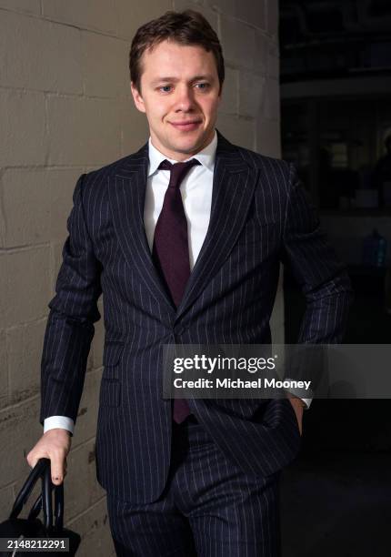 Artemi Panarin of the New York Rangers arrives to the arena prior to the game against the Pittsburgh Penguins at Madison Square Garden on April 01,...