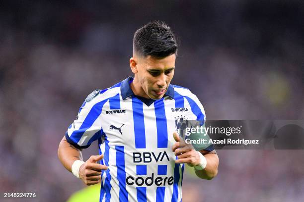 Maximiliano Meza of Monterrey looks on against the Inter Miami in the first half during the CONCACAF Champions Cup 2024 Round of Sixteen second leg...