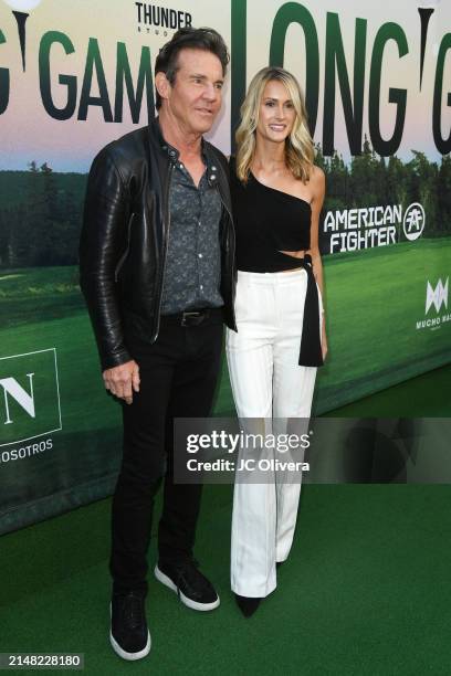 Dennis Quaid and Laura Savoie attend "The Long Game" Nosotros community screening and reception at The Montalban on April 10, 2024 in Hollywood,...