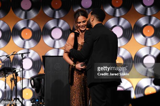 Chrissy Teigen and John Legend attend as City Harvest Presents The 2024 Gala: Magic Of Motown at Cipriani 42nd Street on April 10, 2024 in New York...