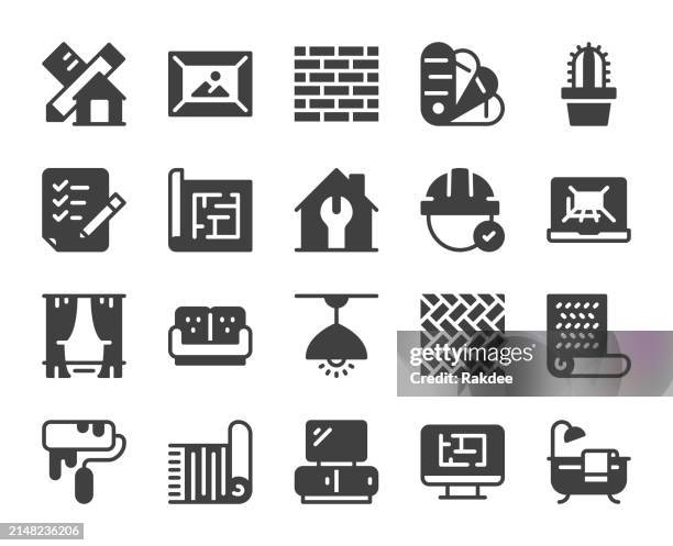 stockillustraties, clipart, cartoons en iconen met interior design - icons - paint tube