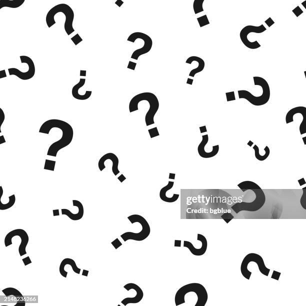 fragezeichen. nahtloses muster. symbole auf weißem hintergrund - fragezeichen stock-grafiken, -clipart, -cartoons und -symbole