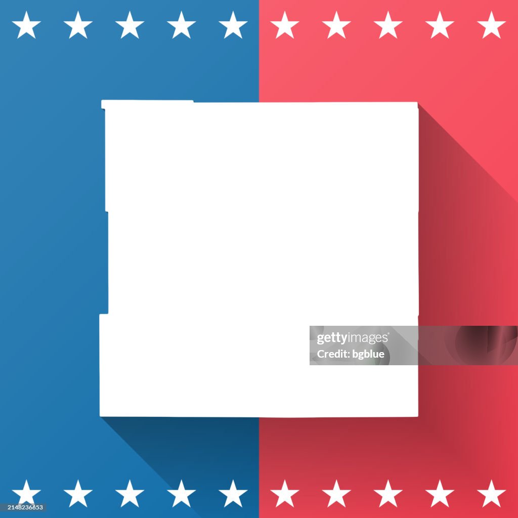 Natrona County, Wyoming. Map on blue and red background