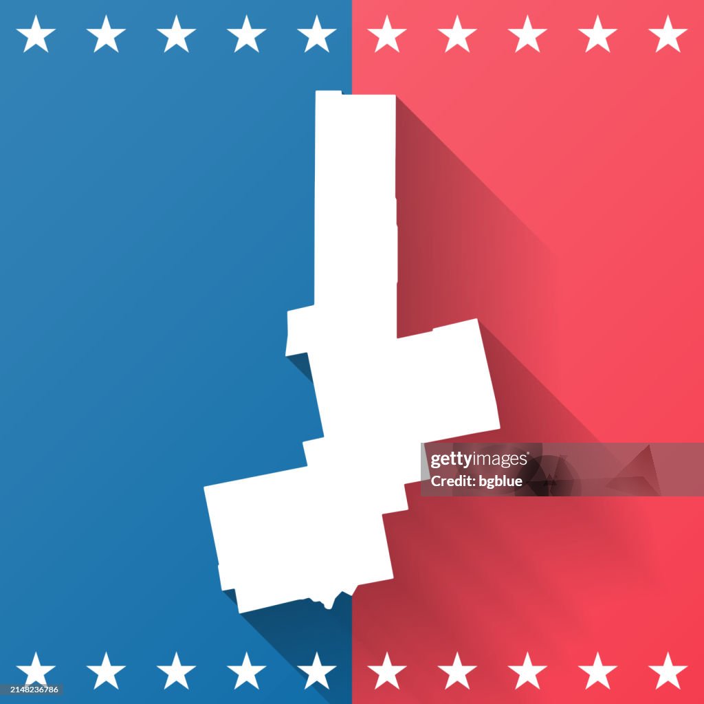 Penobscot County, Maine. Map on blue and red background