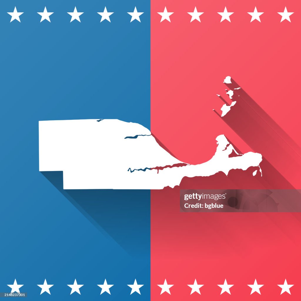 Ottawa County, Ohio. Map on blue and red background