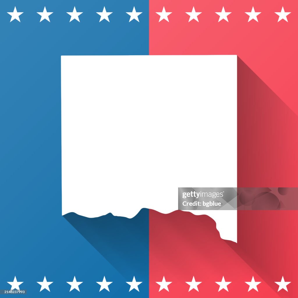 Yankton County, South Dakota. Map on blue and red background