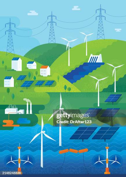 bildbanksillustrationer, clip art samt tecknat material och ikoner med green clean energy - förnybar energi