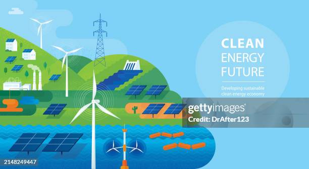 ilustrações de stock, clip art, desenhos animados e ícones de green energy banner - tecnologia verde