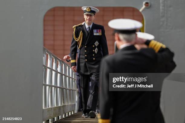 Prince Edward The Duke of Edinburgh, as Commodore in Chief of the Royal Fleet Auxiliary joins the crew on Royal Fleet Auxiliary ship, RFA Stirling...