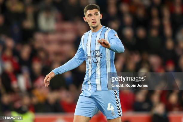 Bobby Thomas of Coventry City during the Sky Bet Championship match between Southampton FC and Coventry City at St Mary's Stadium on April 09, 2024...