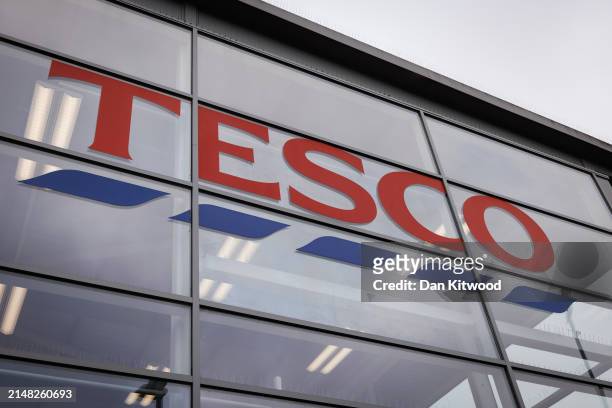 General view of a Tesco store on April 11, 2024 in London, England. The supermarket announced yesterday that its preliminary annual profits have...