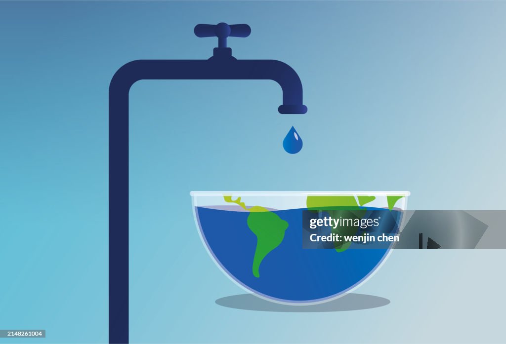 Save water resources, environmental protection concept illustration