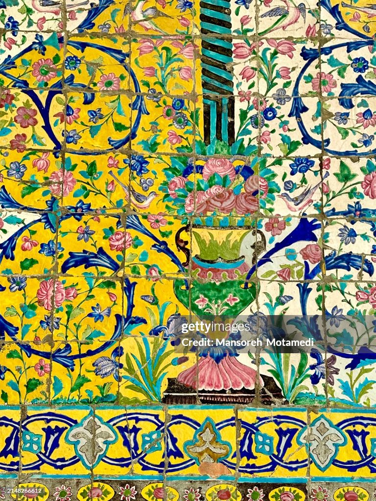 Beautiful tiles in Haram complex and the imam reza shrine in mashad Iran