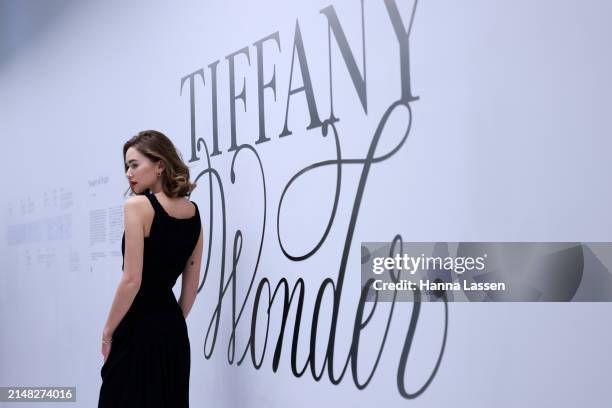 Gabriella Brooks attends Tiffany & Co.'s opening celebration for the House's 'Tiffany Wonder' exhibition at the TOKYO NODE gallery on April 11, 2024...