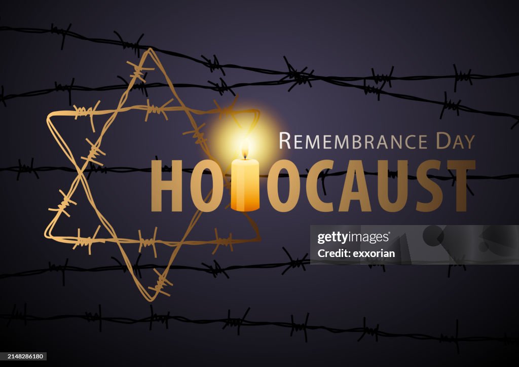 Holocausto David Star Arame farpado acendendo