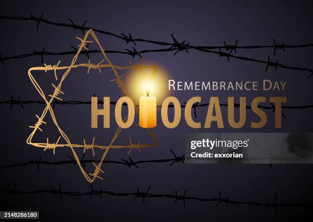 ilustrações de stock, clip art, desenhos animados e ícones de holocaust david star barbed wire igniting - holocausto