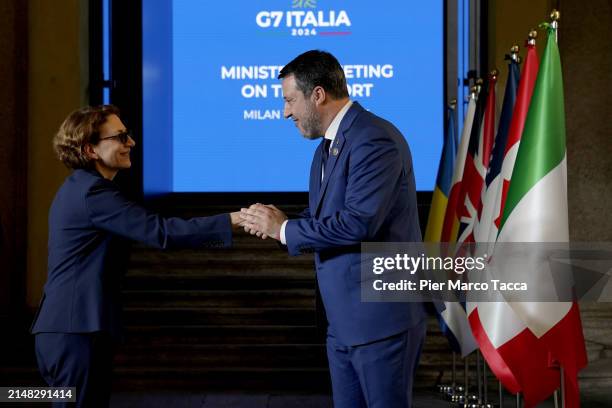 Deputy Secretary of Transportation Polly Trottenberg and Italian Transport Minister Matteo Salvini attends a G7 Transport Ministers Meeting at...