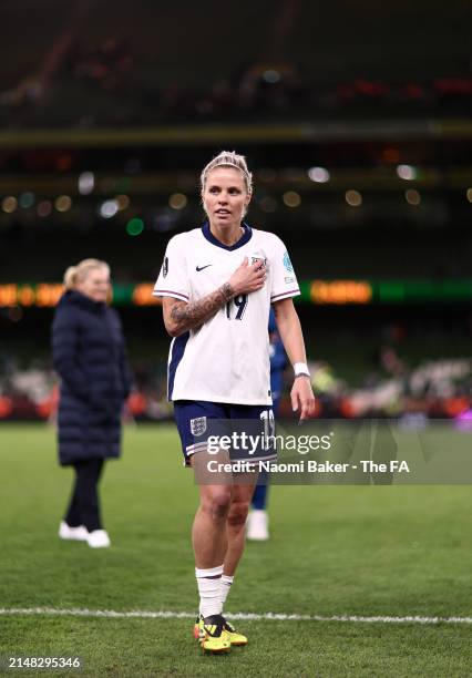 Rachel Daly of England leaves the pitch after the UEFA Women's European Qualifier match between Republic of Ireland and England on April 09, 2024 in...