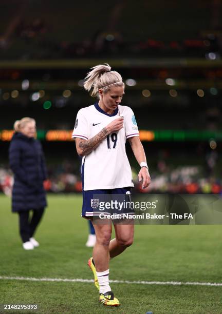 Rachel Daly of England leaves the pitch after the UEFA Women's European Qualifier match between Republic of Ireland and England on April 09, 2024 in...