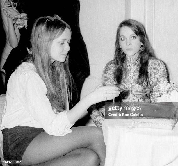 American sibling actors Stephanie Farrow and Tisa Farrow attend Jonathan Michaels' party at the St Regis Hotel, New York, New York, January 25, 1968.