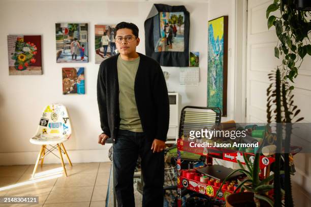 Artist Erick Medel is photographed for Los Angeles on February 13, 2024 in Los Angeles, California. PUBLISHED IMAGE. CREDIT MUST READ: Jason...
