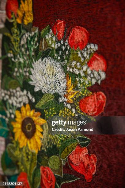 Artist Erick Medel's art piece is photographed for Los Angeles on February 13, 2024 in Los Angeles, California. PUBLISHED IMAGE. CREDIT MUST READ:...