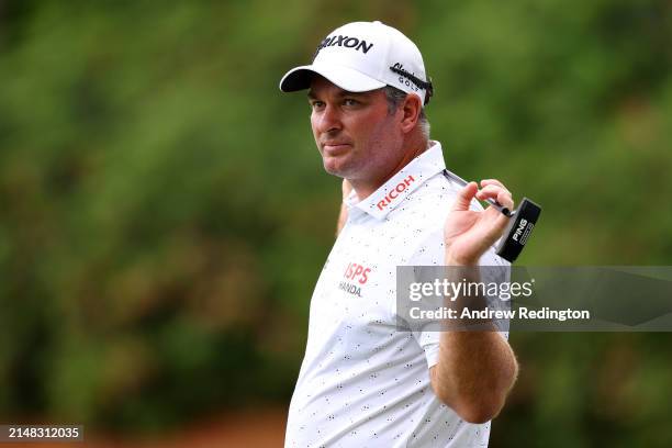 Ryan Fox of New Zealand looks on from the 13th green during the first round of the 2024 Masters Tournament at Augusta National Golf Club on April 11,...