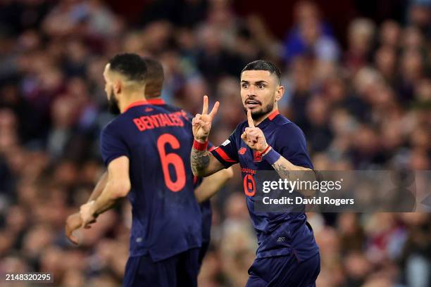 Remy Cabella of Lille gestures after teammate Bafode Diakite scores his team's first goal during the UEFA Europa Conference League 2023/24...