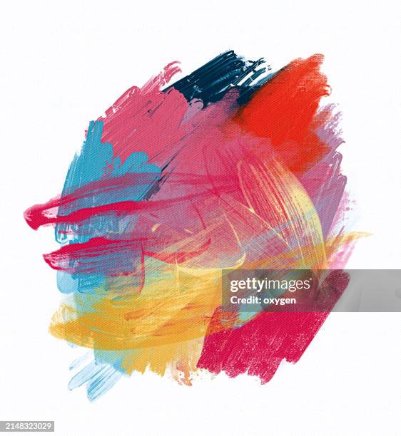 abstract multi colored oil brush paint, hand draw brush strokes art design template - navy watercolor swatch stockfoto's en -beelden