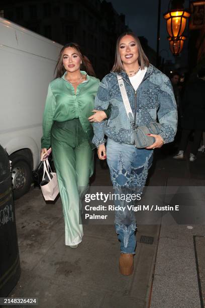 Frankie and Demi Sims seen attending PrettyLittleThing Showroom 1st Birthday Event on April 11, 2024 in London, England.