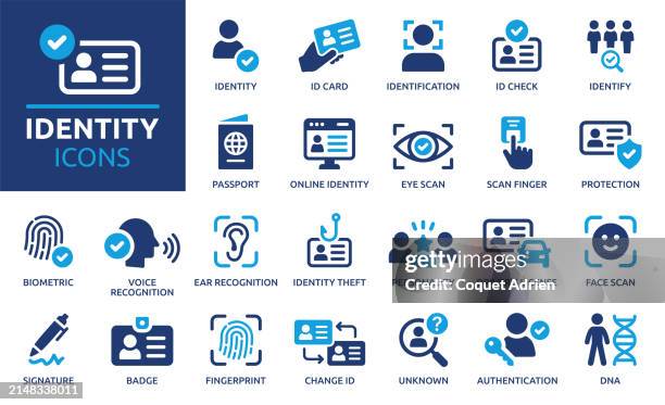 identity icon set, vector illustration. - identity theft protection stock illustrations