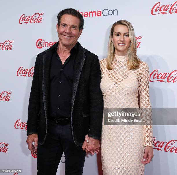 Dennis Quaid, recipient of the Cinema Icon Award and Laura Savoie attend the CinemaCon Big Screen Achievement Awards at Omnia Nightclub at Caesars...