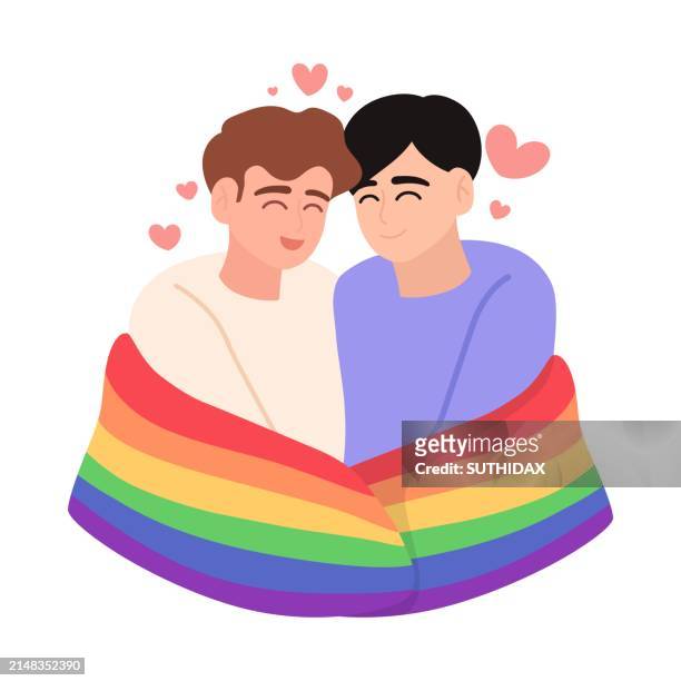 illustration of a gay couple in love during for pride month - persona gay 幅插畫檔、美工圖案、卡通及圖標