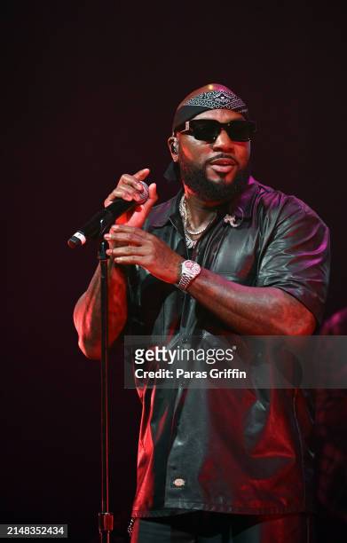 Rapper Jeezy performs during his "PLAYLIST" concert at Buckhead Theatre on April 11, 2024 in Atlanta, Georgia.