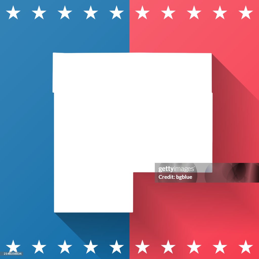 McLeod County, Minnesota. Map on blue and red background