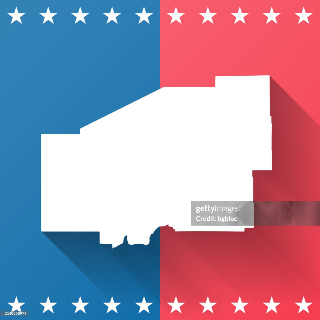 Matanuska-Susitna, Alaska. Map on blue and red background