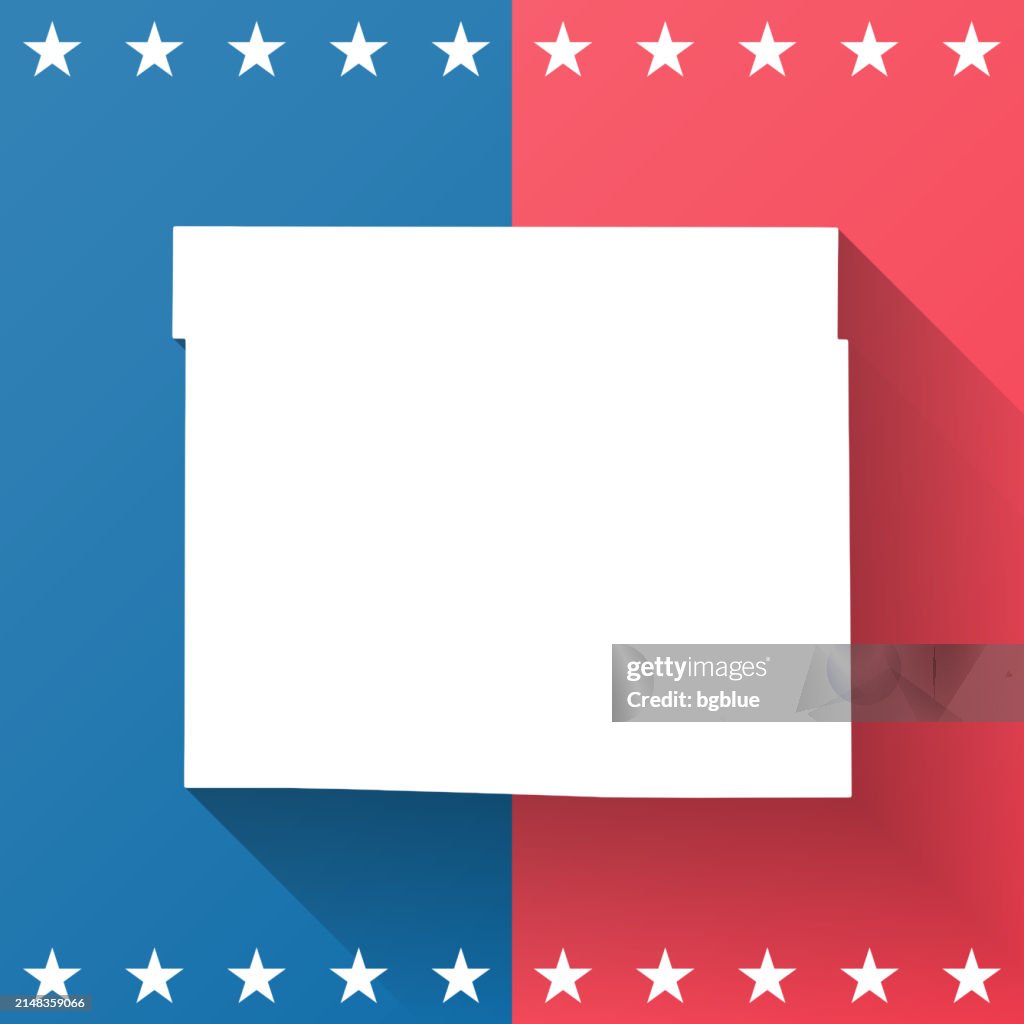 Ford County, Kansas. Map on blue and red background