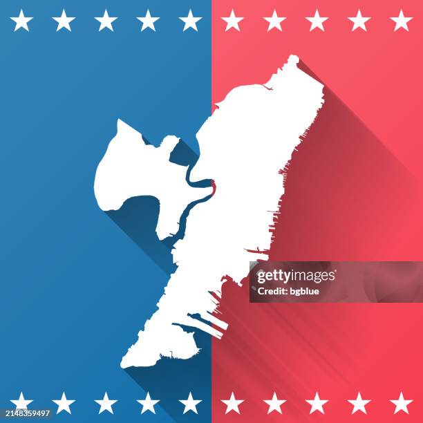 hudson county, new jersey. map on blue and red background - jersey city stock illustrations