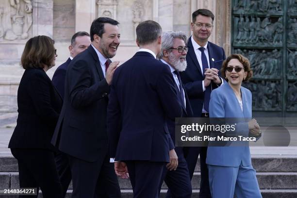 European Commissioner for Transport Adina Valean, Volker Wissing, Minister of Transport of Germany, Italian Minister Transport Matteo Salvini, Mark...