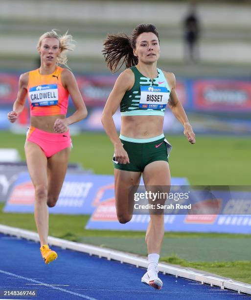 Women's Heat 3 of the 800m winner Catriona Bisset of Victoria and 2nd place Abbey Caldwell of Victoria during the 2024 Australian Athletics...