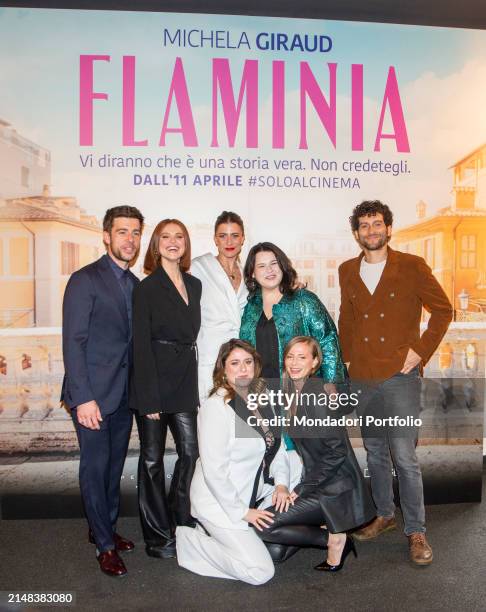 Italian director and actress Michela Giraud and cast attends a photocall for Flaminia at Anteo Palazzo Del Cinema. Milan , 9th April, 2024