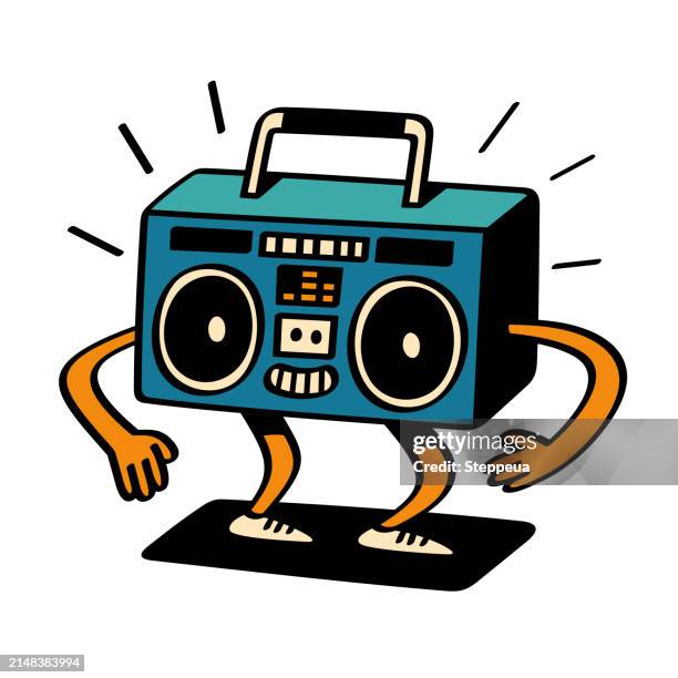 groovy boombox character - boom box stock illustrations
