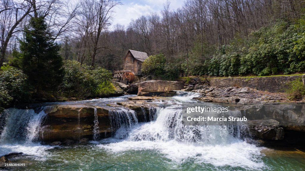 Rustic Glade Creek Grist Mill in Babcock State Park, West Virginia