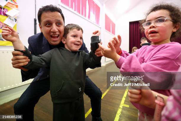 Scottish Labour leader Anas Sarwar visits The Machan Trust to highlight the change Labour is offering communities on April 12, 2024 in Larkhall,...