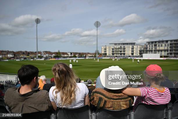 Supporters enjoy the sunshine during day one of the Vitality County Championship match between Gloucestershire and Yorkshire at Seat Unique Stadium...
