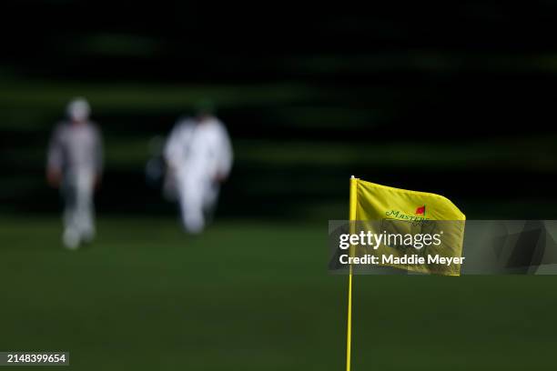General view of the second hole flag during the second round of the 2024 Masters Tournament at Augusta National Golf Club on April 12, 2024 in...
