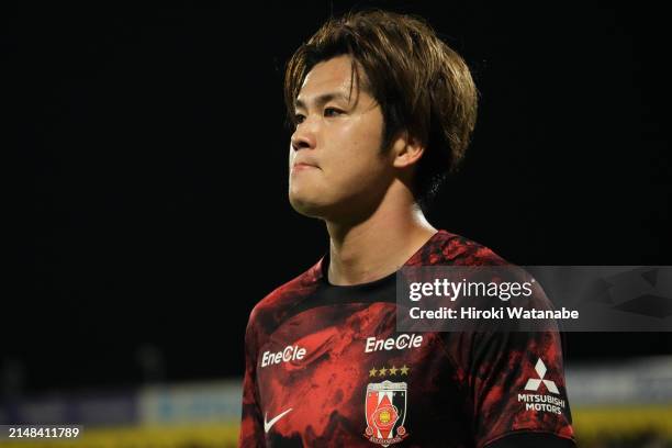 Atsuki Ito of Urawa Red Diamonds looks on during the J.LEAGUE MEIJI YASUDA J1 8th Sec. Match between Kashiwa Reysol and Urawa Red Diamonds at SANKYO...