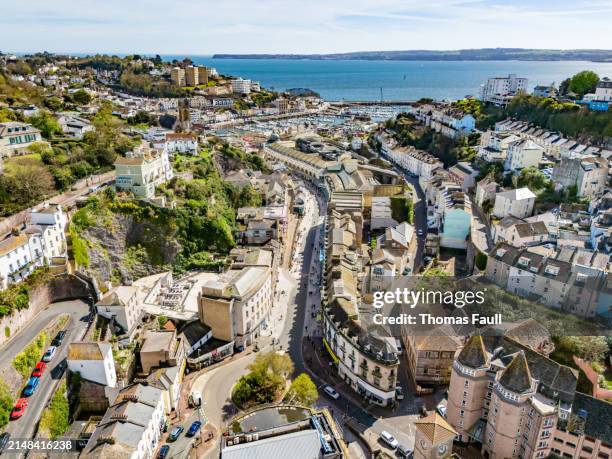 torquay high street towards the bay - devon stock pictures, royalty-free photos & images